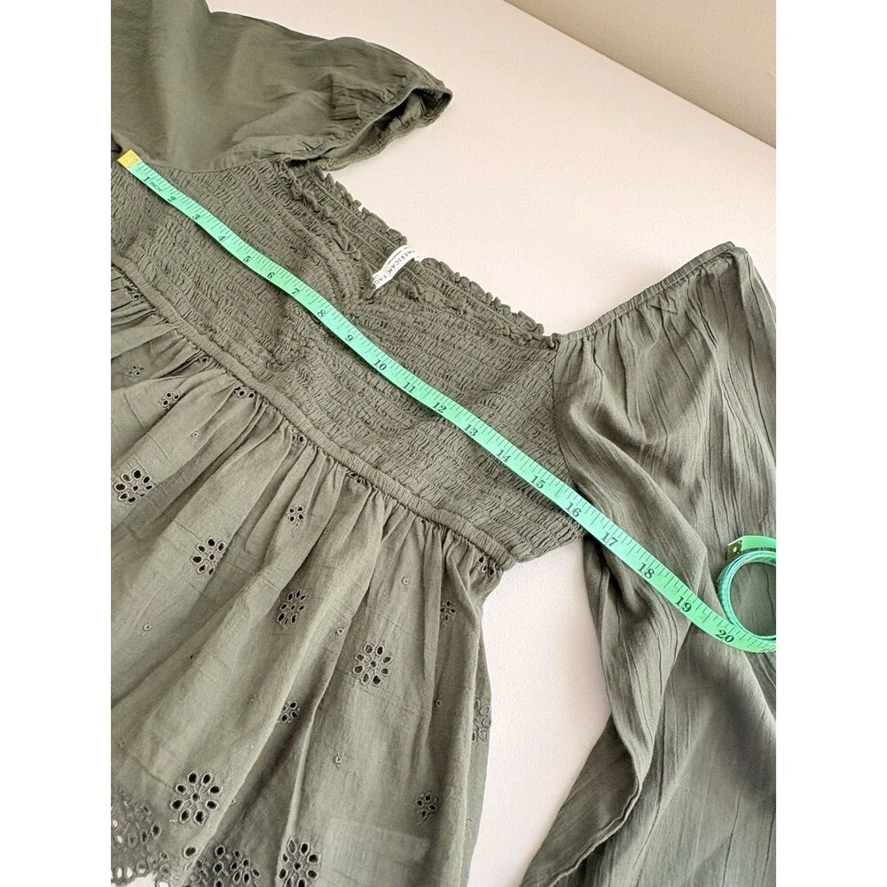 American Eagle Green Eyelet Long Sleeve Large Crop Top Fairycore Cottagecore